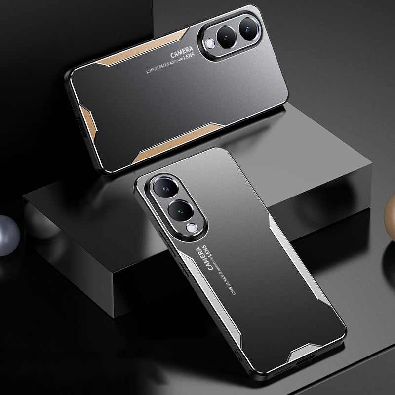 Aluminium Alloy+PC+TPU Cover for vivo Y17s 4G Phone Case Anti-drop Protection - Gold Aluminium Alloy+PC+TPU Cover for vivo Y17s 4G Phone Case Anti-drop Protection - Gold